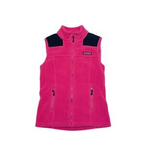 Vineyard Vines Martha's Vineyard Pink + Navy Zip Up Fleece Vest Utility Pockets